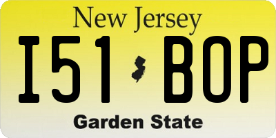 NJ license plate I51BOP