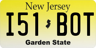 NJ license plate I51BOT