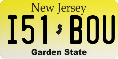 NJ license plate I51BOU