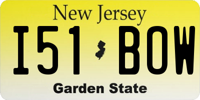 NJ license plate I51BOW