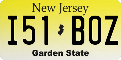 NJ license plate I51BOZ
