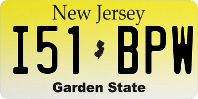 NJ license plate I51BPW