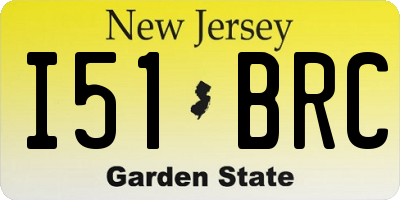NJ license plate I51BRC