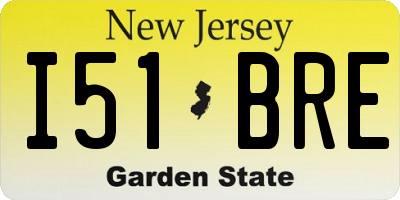 NJ license plate I51BRE