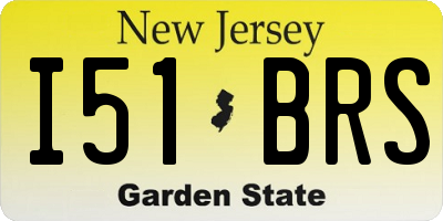 NJ license plate I51BRS
