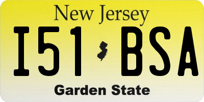 NJ license plate I51BSA
