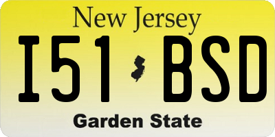 NJ license plate I51BSD