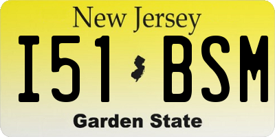 NJ license plate I51BSM
