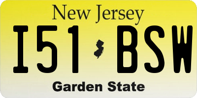 NJ license plate I51BSW