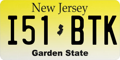 NJ license plate I51BTK