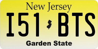 NJ license plate I51BTS