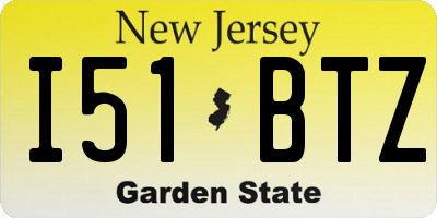 NJ license plate I51BTZ