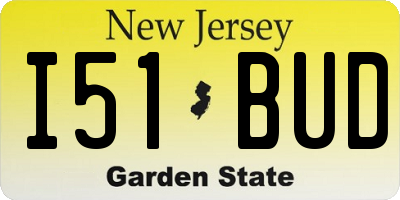 NJ license plate I51BUD