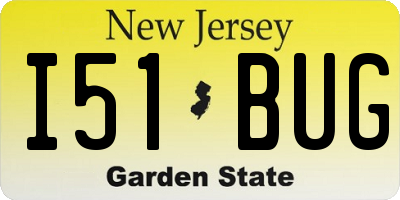 NJ license plate I51BUG