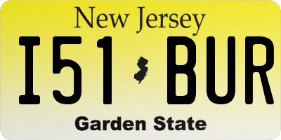 NJ license plate I51BUR