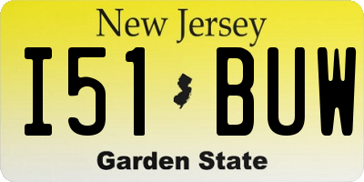 NJ license plate I51BUW