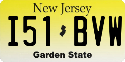 NJ license plate I51BVW