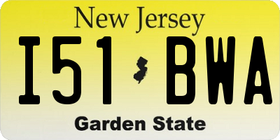 NJ license plate I51BWA