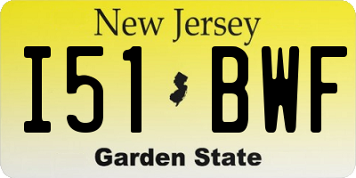 NJ license plate I51BWF