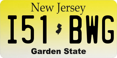 NJ license plate I51BWG