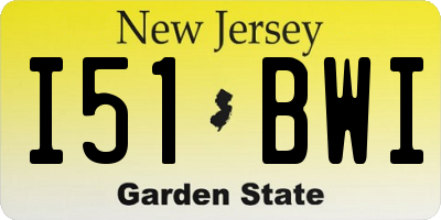 NJ license plate I51BWI