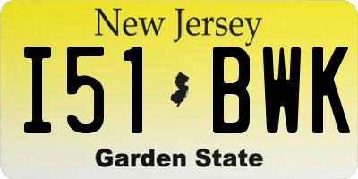 NJ license plate I51BWK