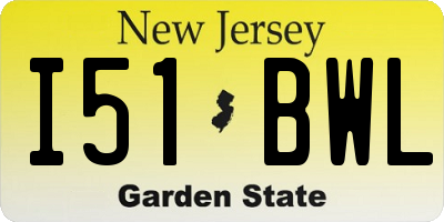 NJ license plate I51BWL