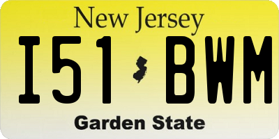 NJ license plate I51BWM