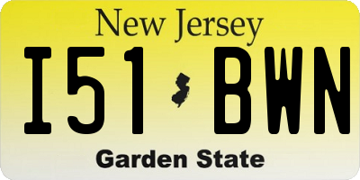 NJ license plate I51BWN