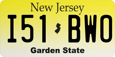NJ license plate I51BWO