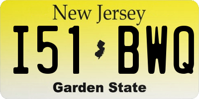 NJ license plate I51BWQ