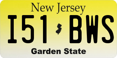 NJ license plate I51BWS
