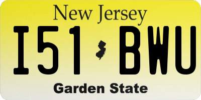 NJ license plate I51BWU