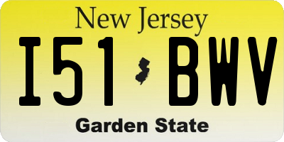 NJ license plate I51BWV