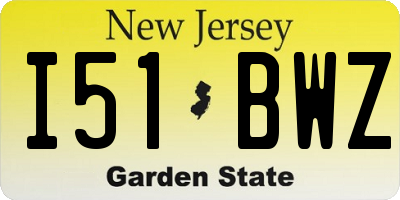 NJ license plate I51BWZ