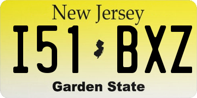 NJ license plate I51BXZ