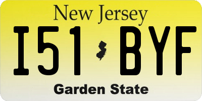 NJ license plate I51BYF