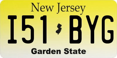 NJ license plate I51BYG