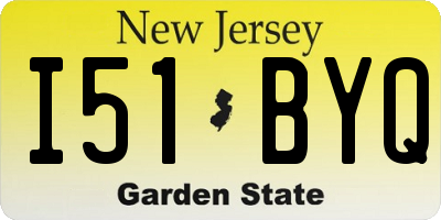 NJ license plate I51BYQ