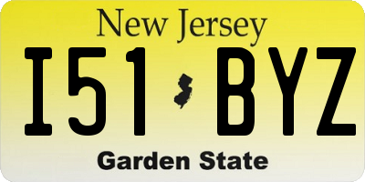 NJ license plate I51BYZ