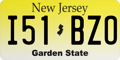 NJ license plate I51BZO