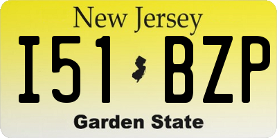 NJ license plate I51BZP