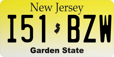 NJ license plate I51BZW