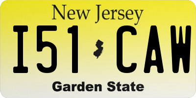 NJ license plate I51CAW