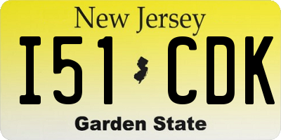 NJ license plate I51CDK