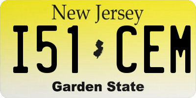 NJ license plate I51CEM