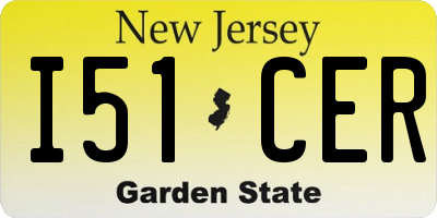 NJ license plate I51CER