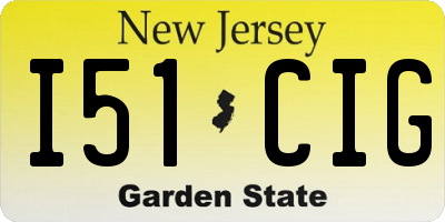 NJ license plate I51CIG