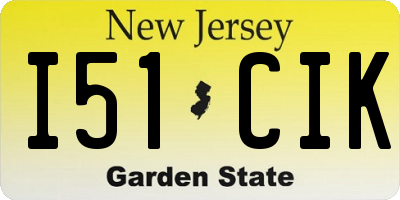 NJ license plate I51CIK