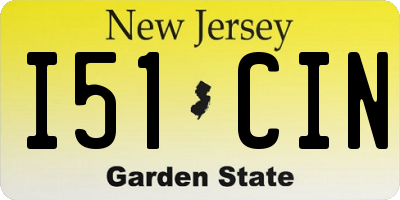 NJ license plate I51CIN